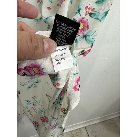 TORRID Women Ivory Pink Green Floral Birds‎ Short Sleeve Cardigan Dress Size 2/3 - Picture 6 of 9